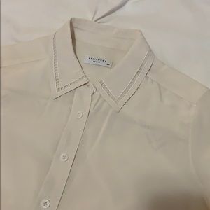 Equipment white embroidered silk blouse